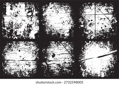 Grunge Window Frame Texture with Distressed Black and White Panels