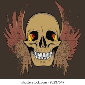 grunge wing skull