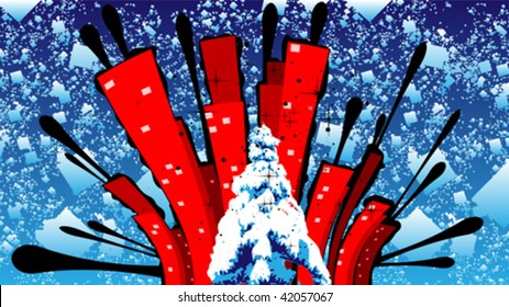 grunge winter vector city