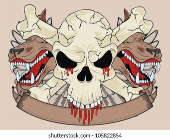 grunge wolf skull isolated