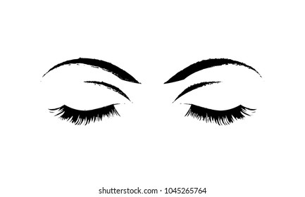 Woman Closed Eyes Eyelashes Eyebrows Stock Vector (Royalty Free ...