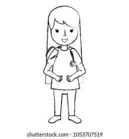 grunge woman doctor with uniform and stethoscope tool