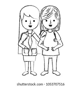 grunge women doctors with stethoscope tool and uniform