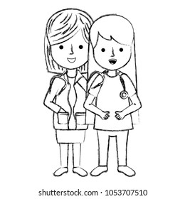 grunge women doctors with uniform and stethoscope tool
