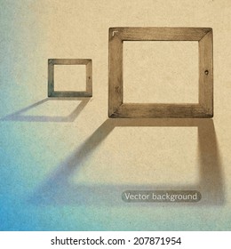 grunge wood frame vector background, vintage paper texture