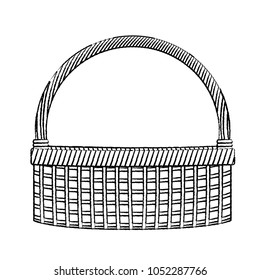 Handdrawn Empty Wicker Picnic Basket Black Stock Vector (Royalty Free ...