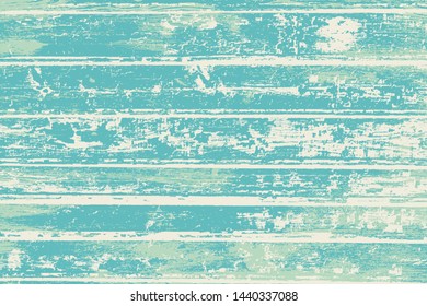Grunge wood overlay horizontal texture. Vector illustration background in light blue and white, horizontal format. Natural rustic distressed backdrop.