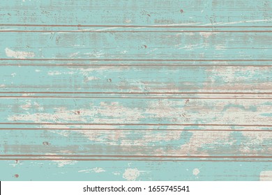 Grunge wood overlay horizontal texture. Vector illustration background in light blue, brown and white, horizontal format. Natural rustic distressed backdrop.