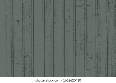 Grunge wood overlay horizontal texture. Vector illustration background in dark muted green, horizontal format. Natural rustic distressed backdrop.
