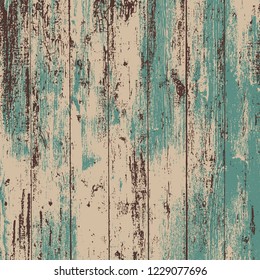 Grunge wood overlay square texture. Vector illustration background in teal and brown. Natural rustic distressed backdrop.