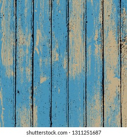 Grunge wood overlay square texture. Vector illustration background in blue and brown. Natural rustic distressed backdrop.