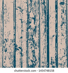 Grunge wood overlay square texture. Vector illustration background in dark blue and beige. Natural rustic distressed backdrop.