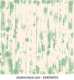 Grunge wood overlay texture. Vector vintage illustration background in light green over beige, square format.