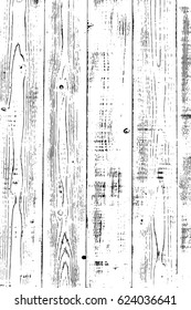 Grunge wood overlay texture. Vector illustration background in black over white, vertical format.