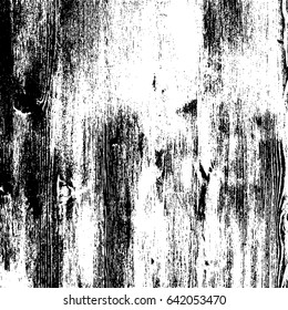 Grunge wood overlay texture. Vector illustration background in black over white, square format.