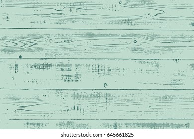 Grunge wood overlay texture. Vector illustration background in vintage teal and mint blue colors, horizontal format.