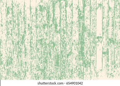 Grunge wood overlay texture. Vector illustration background in pastel green over beige, horizontal format.