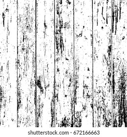 Grunge wood overlay texture. Vector illustration background in black over white, square format.