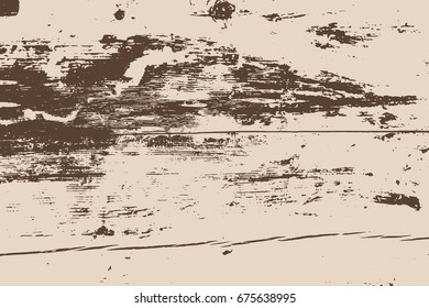 Grunge wood overlay texture. Vector illustration background in brown over beige, horizontal format.