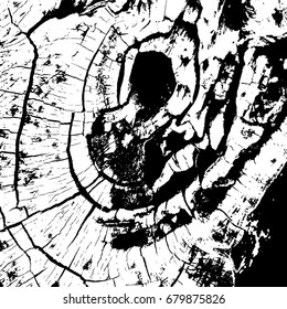 Grunge wood overlay texture. Vector illustration background in black over white, square format.