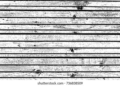 Grunge wood overlay texture. Vector illustration background in black over white, horizontal format.