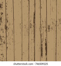 Grunge wood overlay texture. Vector vintage illustration background in brown colors, square format.