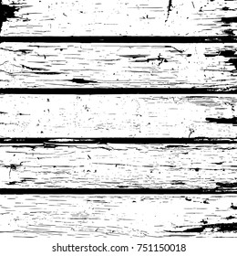 Grunge wood overlay texture. Vector illustration background in black over white, square format.