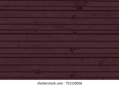 Grunge wood overlay texture. Vector illustration background in dark reddish brown, horizontal format.