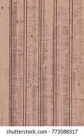 Grunge wood overlay texture. Vector illustration background in brown over pink, vertical format.