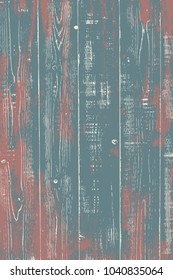 Grunge wood overlay vertical texture. Vector illustration background in pastel beige, teal and red. Natural rustic distressed backdrop.