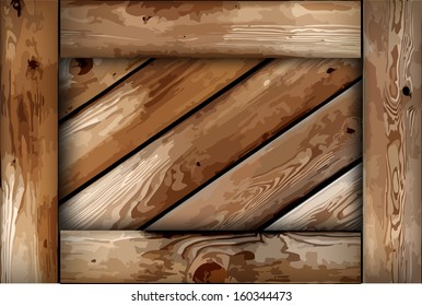 Grunge wooden box background. Vector