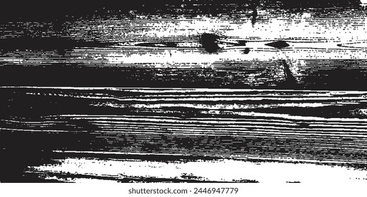 Grunge wooden distress vector effect. Black and white overlay background. Old grain texture for rustic design