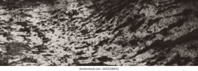 Grunge wooden halftone effect overlay background. Vector black and white gradient resembling nature texture. Backdrop for design and creative projects