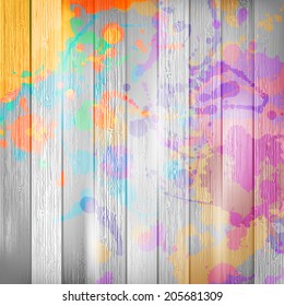 Grunge wooden with paint splashes template. plus EPS10 vector file