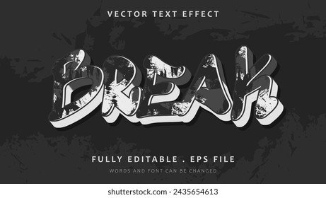 Plantilla de diseño de efecto de texto editable de salto de palabra Grunge. Efecto Guardado En Estilo Gráfico