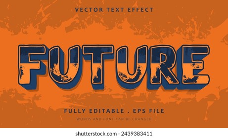 Plantilla de diseño de efectos de texto editable de Grunge Word Future. Efecto Guardado En Estilo Gráfico