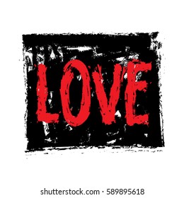 grunge word love background, vector icon