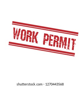 Grunge work permit emblem, label, badge, logo, seal. grunge stamp