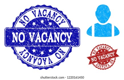 Grunge worker icon and dirty seals. Vector seals with grunge rubber texture for worker illustrations.