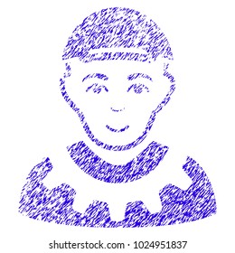 Grunge Worker rubber seal stamp watermark. Icon symbol with grunge design and dust texture. Unclean vector blue emblem worker.