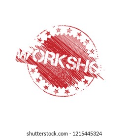 Grunge workshop emblem, label, badge, logo. grunge stamp