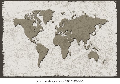 Grunge world map.Old map of the world.