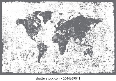 Grunge world map.Old map of the world.