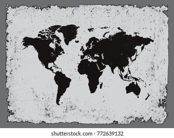 Grunge world map.Old map of the world.