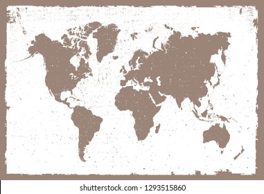 Grunge world map.Old vintage map of the world.