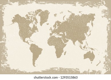 Grunge world map.Old vintage map of the world.