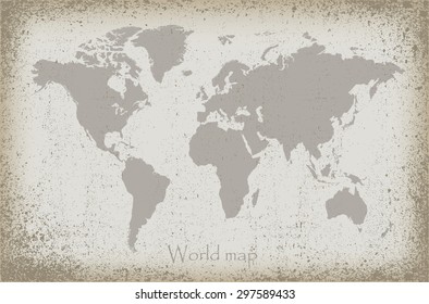 Grunge world map.Old vintage world map.Vector illustration.
