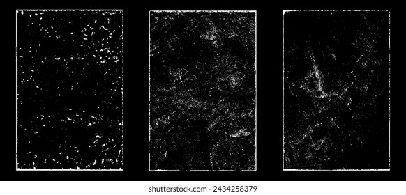 Grunge efecto de papel desgastado. Superponer estampillas de textura con papel antiguo. Sellos de polvo de superficie de grano de socorro y concepto de fondo áspero. Lugar de la ilustración sobre el objeto para crear efecto grunge. Vector EPS10.
