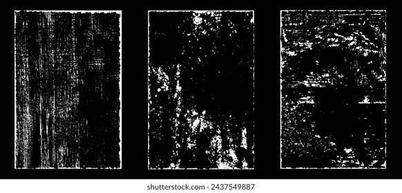 Grunge worn paper effect. Overlay texture stamps with old paper. Stamps distress grain surface dust and rough background concept. Illustration place over object to create grunge effect. Vector EPS10.
