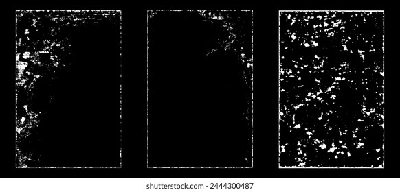 Grunge worn paper effect. Overlay texture stamps with old paper. Stamps distress grain surface dust and rough background concept. Illustration place over object to create grunge effect. Vector EPS10.
